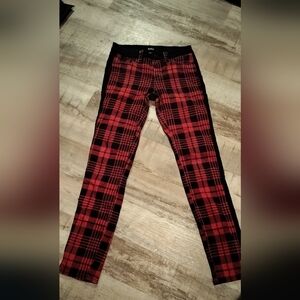 Hudson Jeans Red and Black Checkered Trousers
